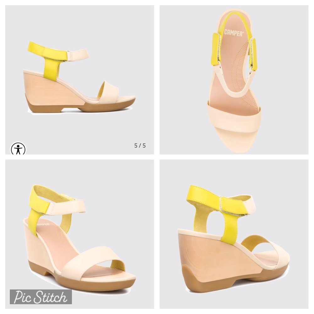 Camper Wedge Platform Laura US 11 EU 41 Citrus Tan Wood Rubber Sole Comfortable